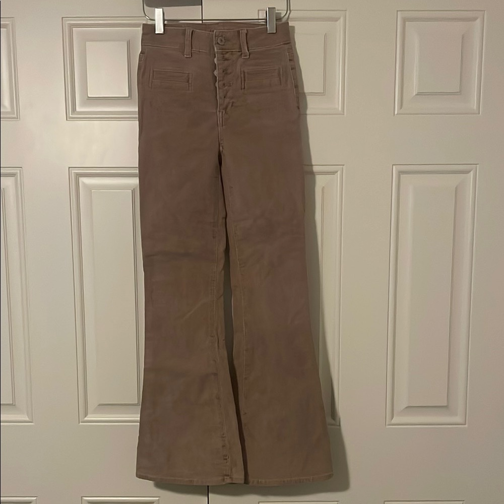 American Eagle Outfitters Tan Flare Jeans High Waist